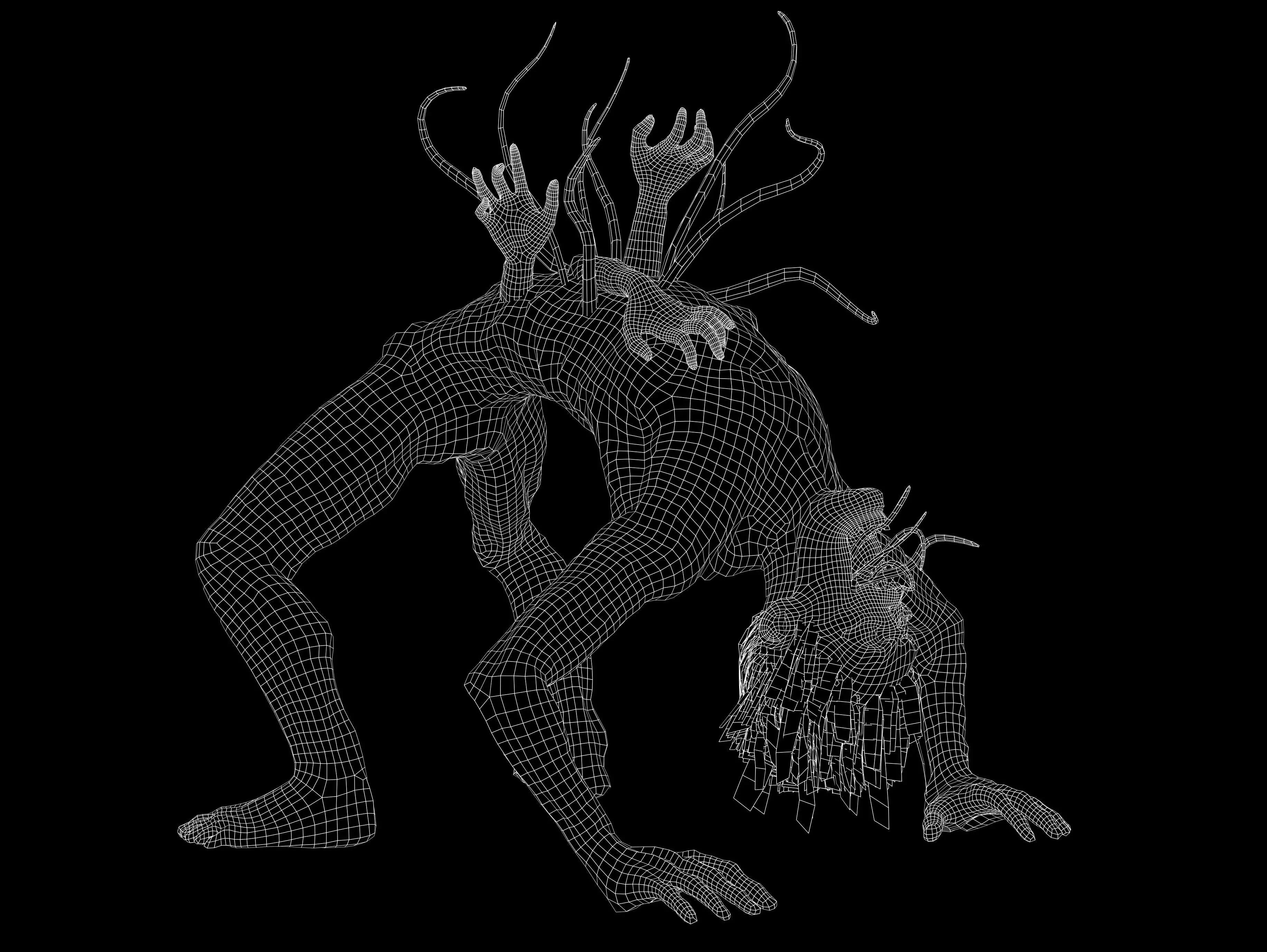 Mutated Infected Creature Low-poly 3D model_11