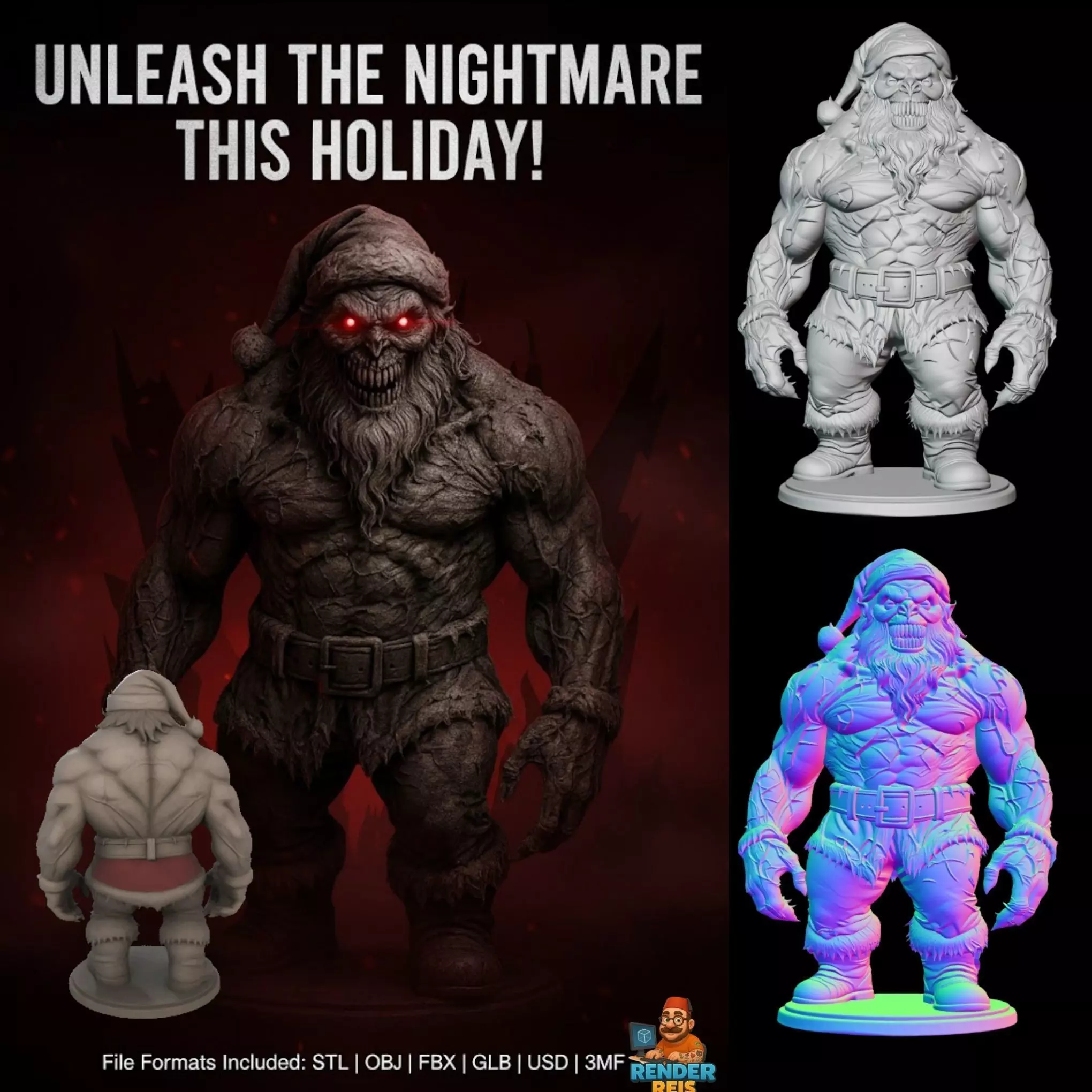Horror Monster Santa 3D print model