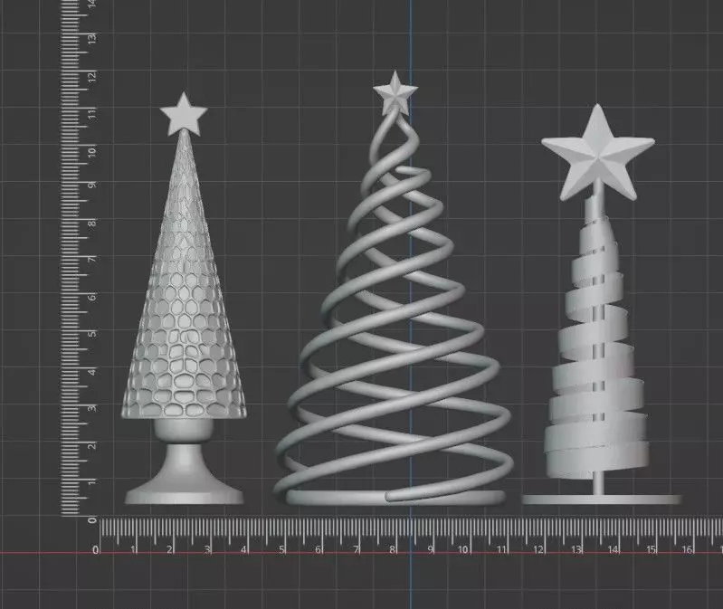 Modern Christmas Trees Set - 3D Printable Holiday Decorations 3D print model_4
