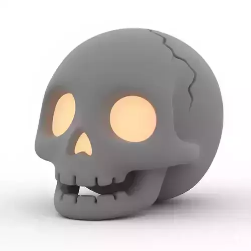Realistic 3D Model of Gray Human Skull Happy Halloween Decor