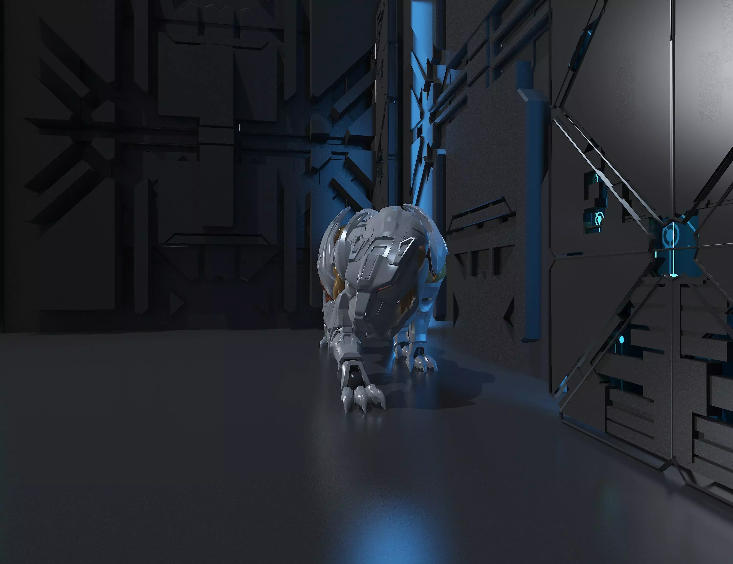 Machine Leopard    mecha  Future Mecha Low-poly 3D model_4