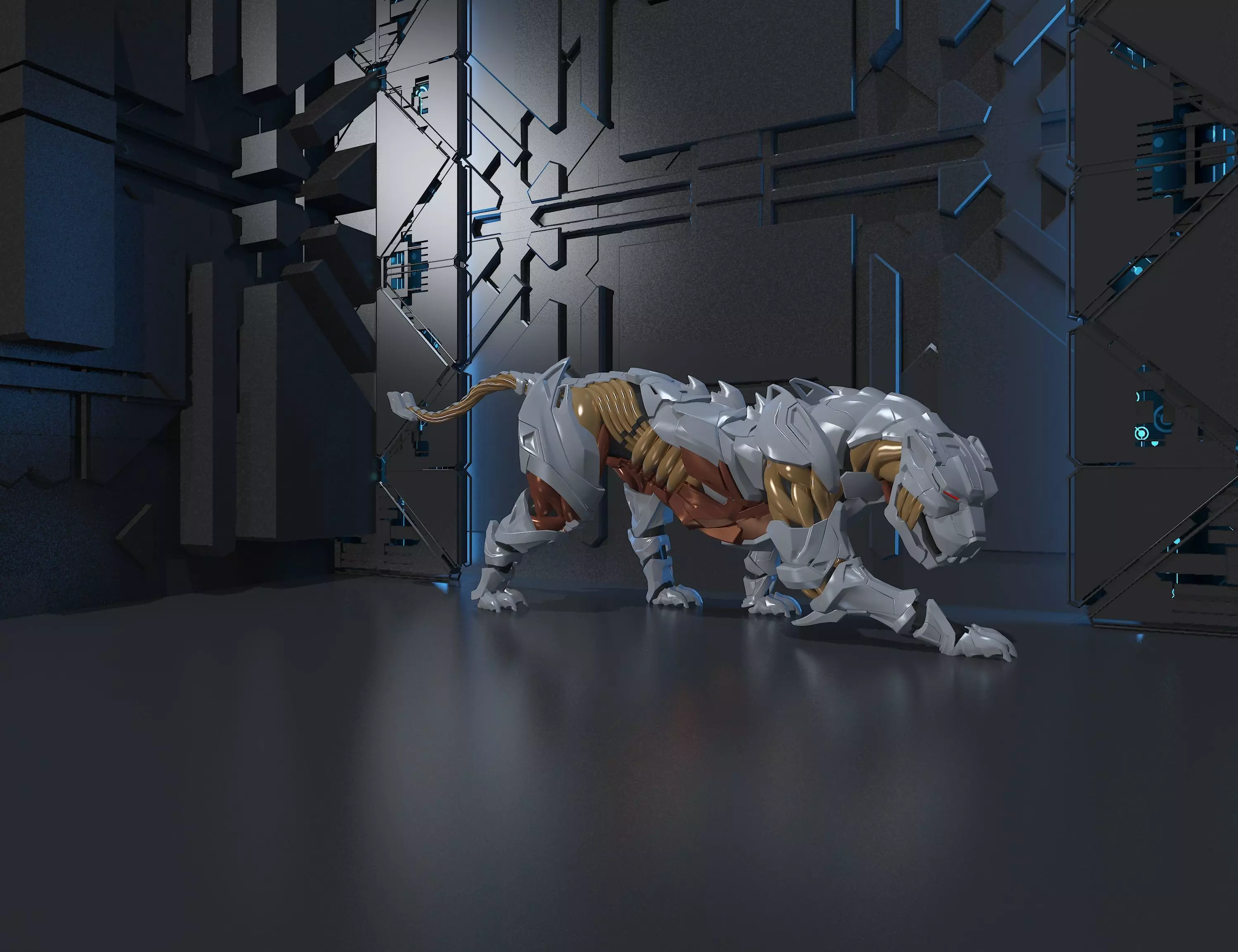 Machine Leopard    mecha  Future Mecha Low-poly 3D model_5