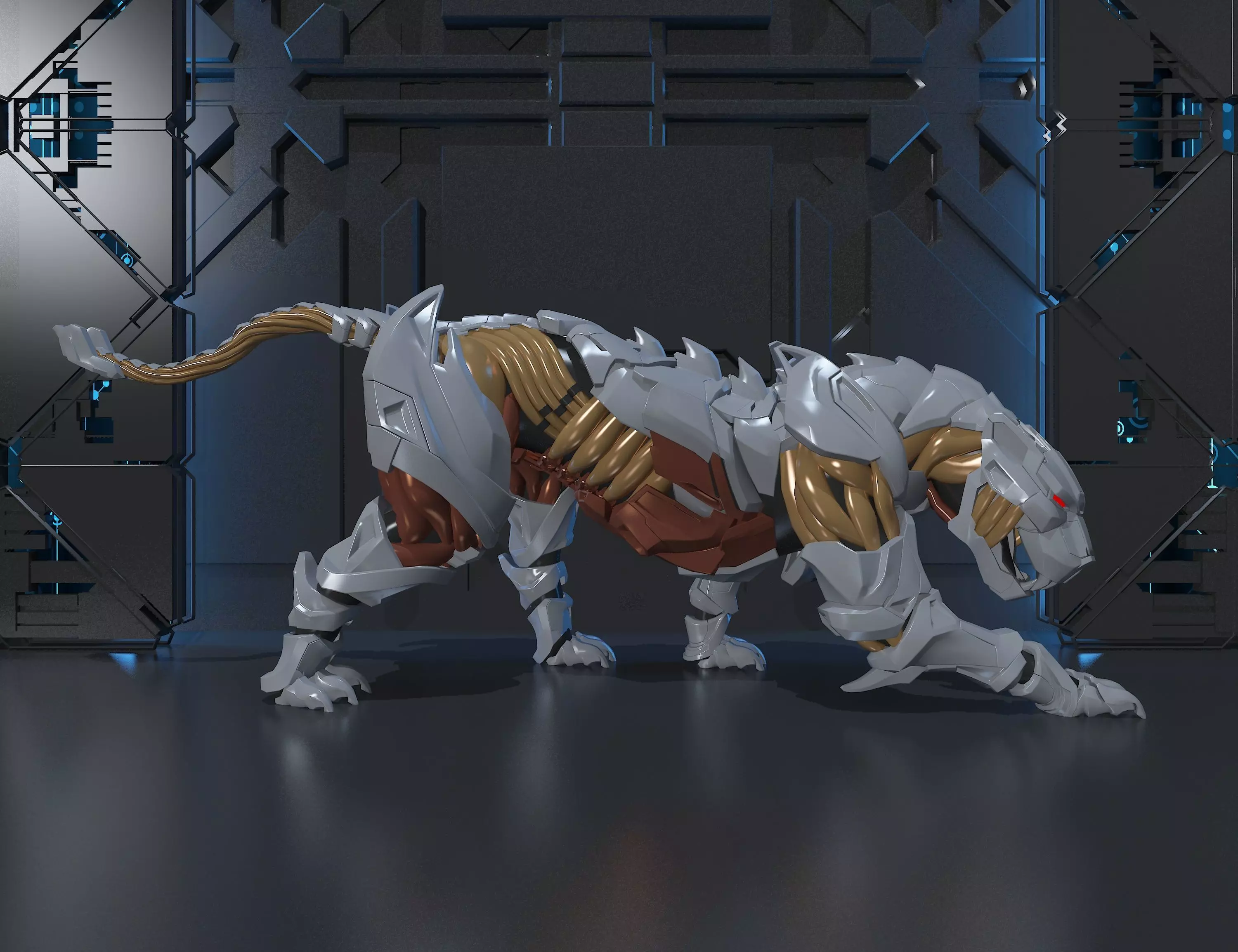 Machine Leopard    mecha  Future Mecha Low-poly 3D model_3
