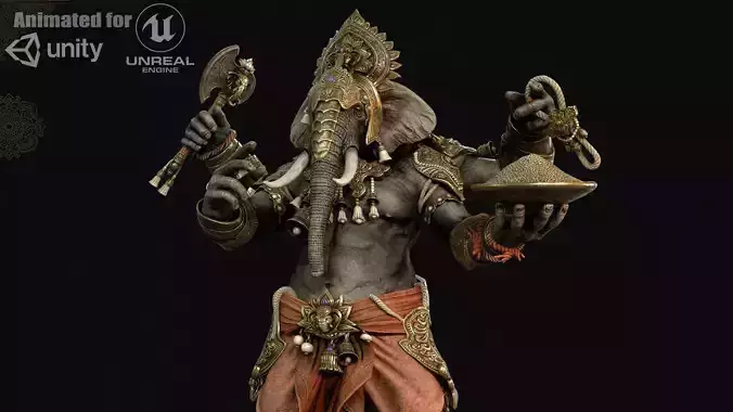 Ganesha Indian God Low-poly 3D model
