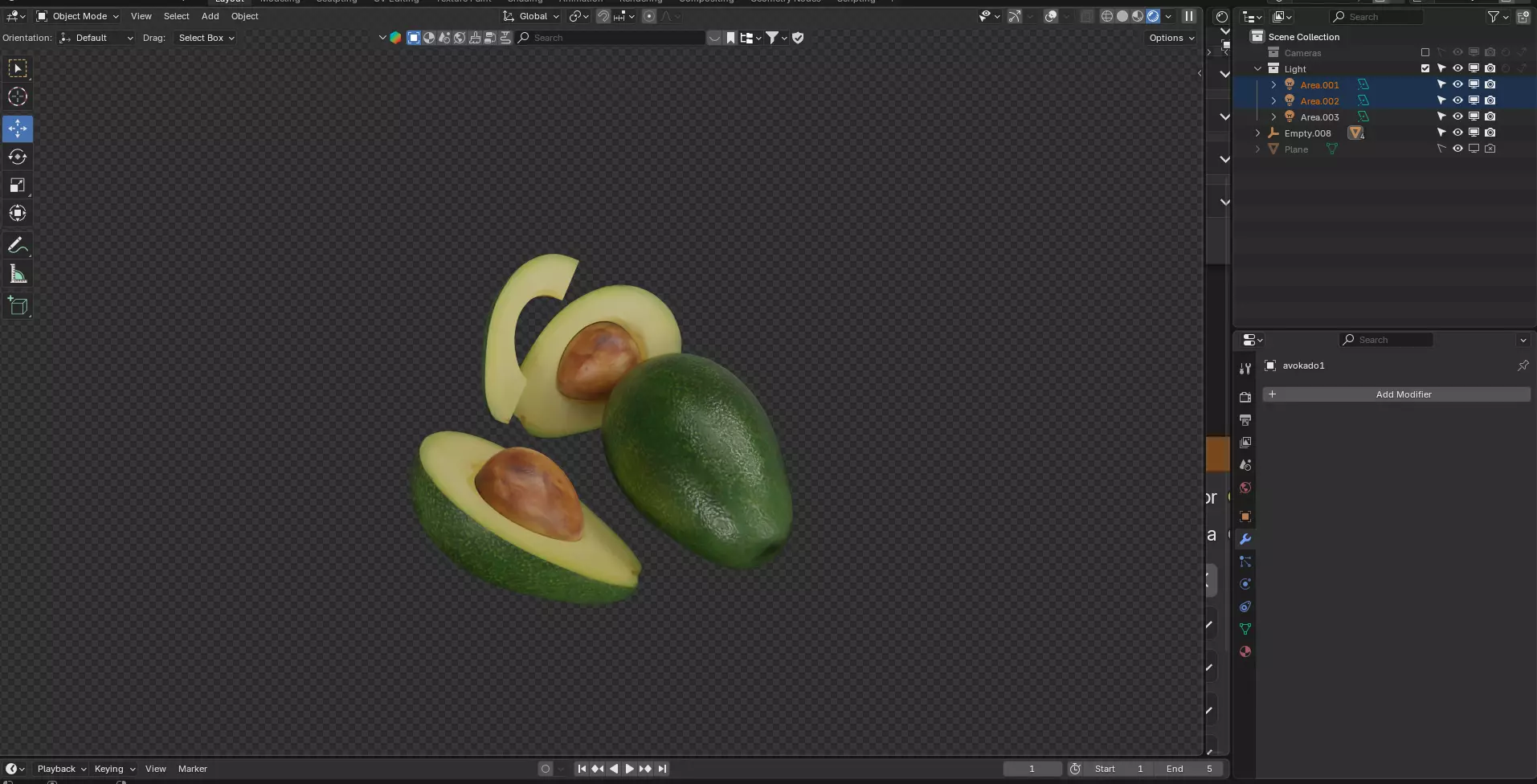 Avocado Low-poly 3D model_7
