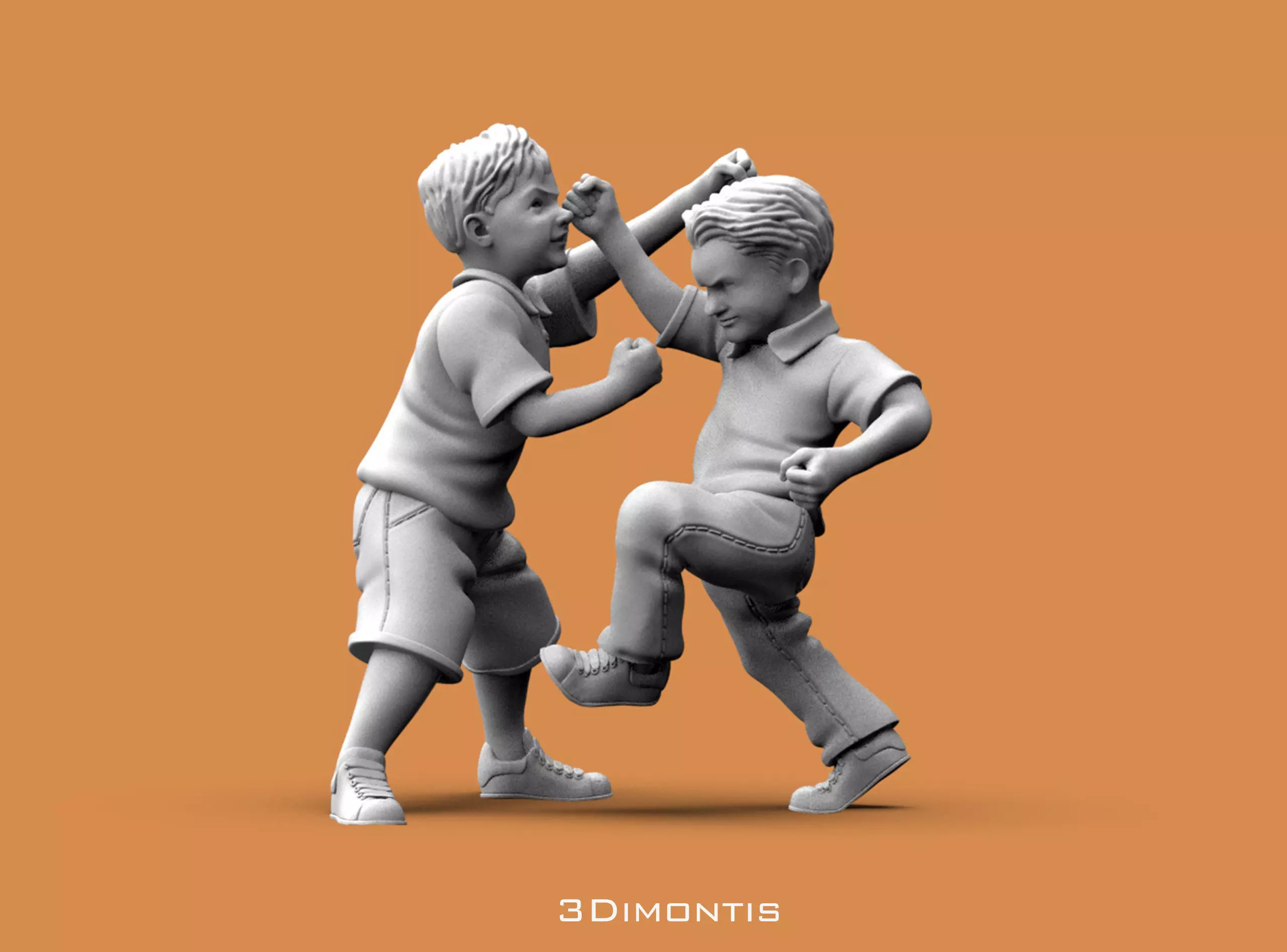 The boys are fighting 3D print model