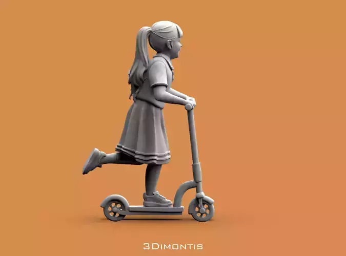 Girl on the scooter 3D print model
