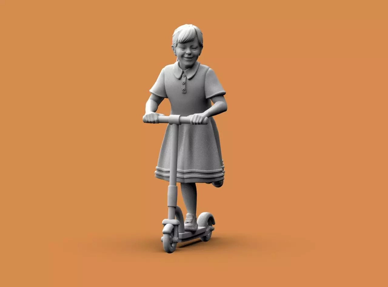 Girl on the scooter 3D print model_2