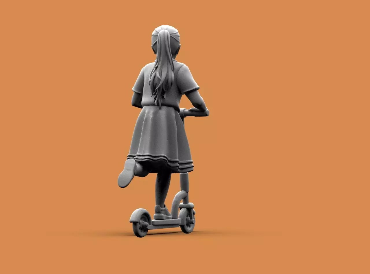 Girl on the scooter 3D print model_23