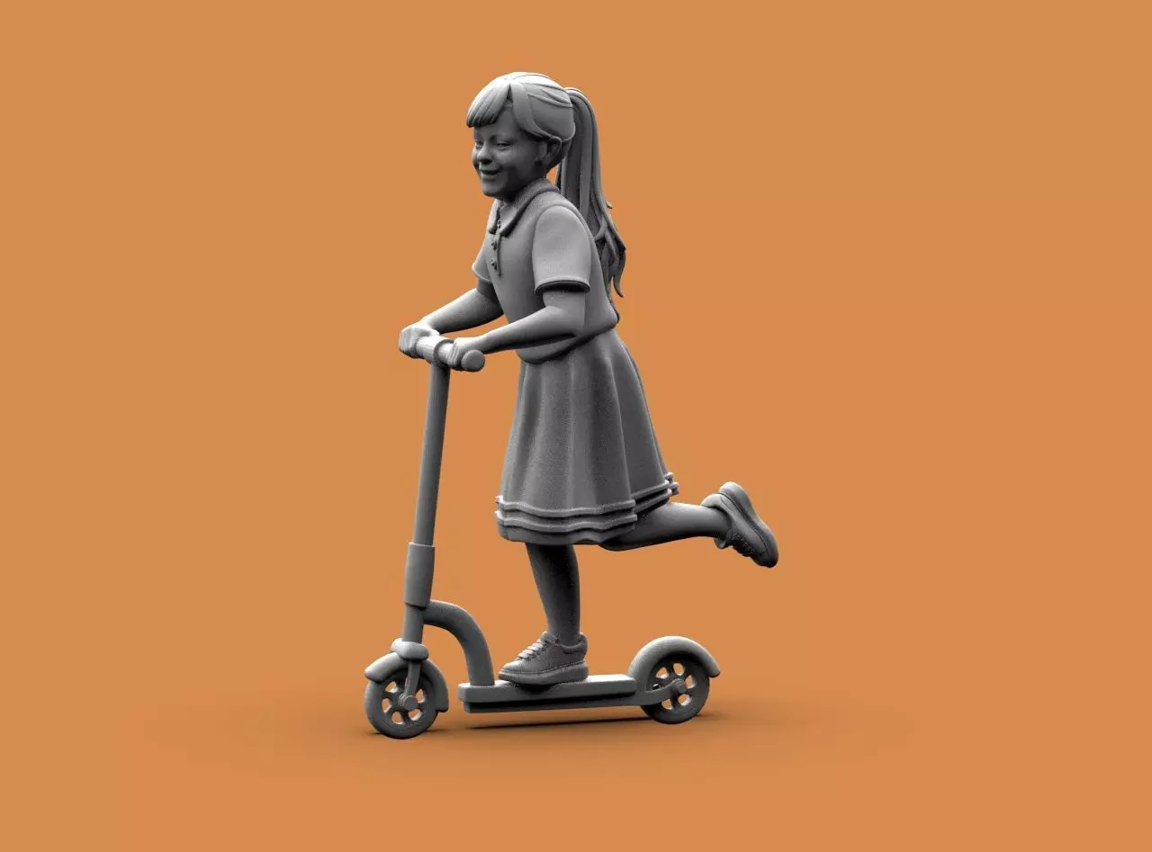 Girl on the scooter 3D print model_10