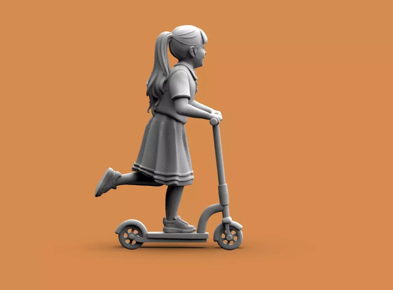 Girl on the scooter 3D print model_11