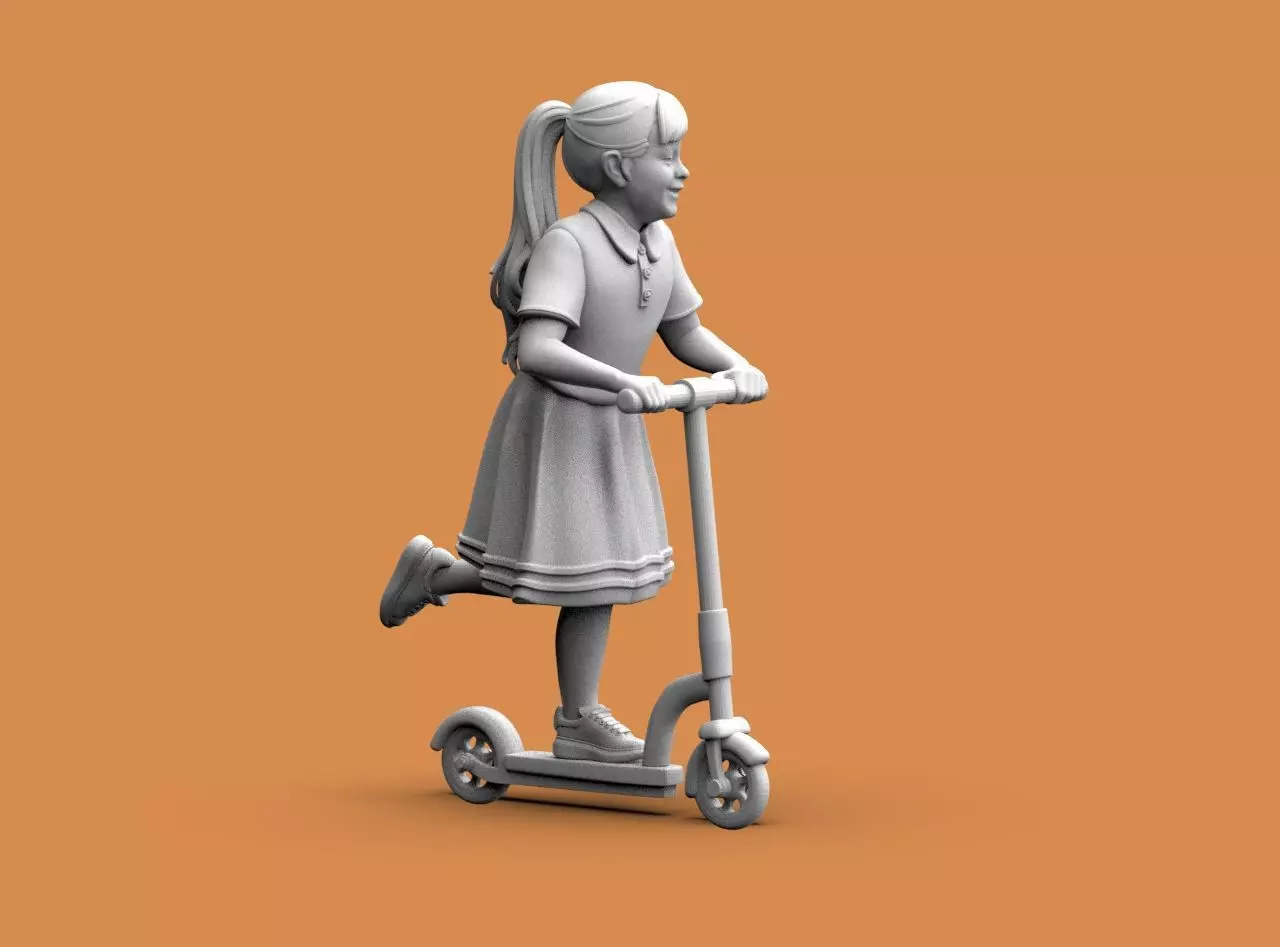 Girl on the scooter 3D print model_16