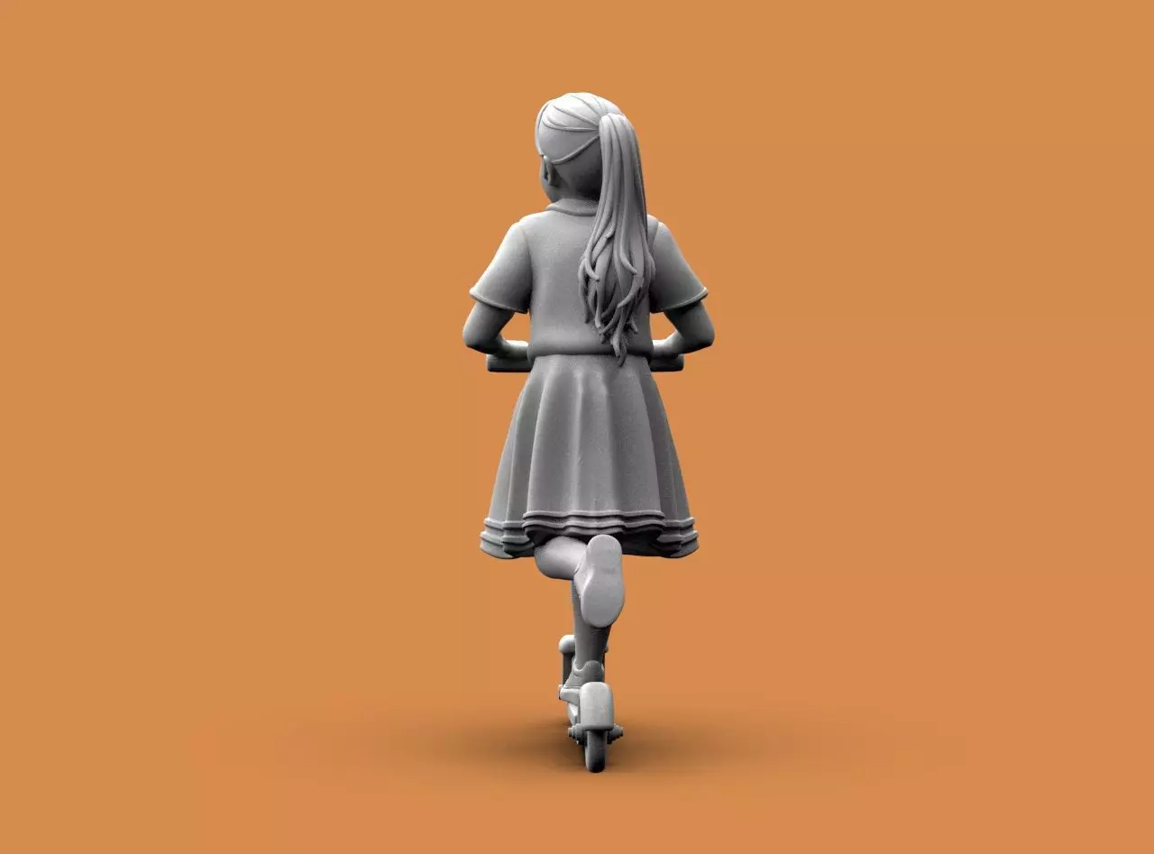 Girl on the scooter 3D print model_6