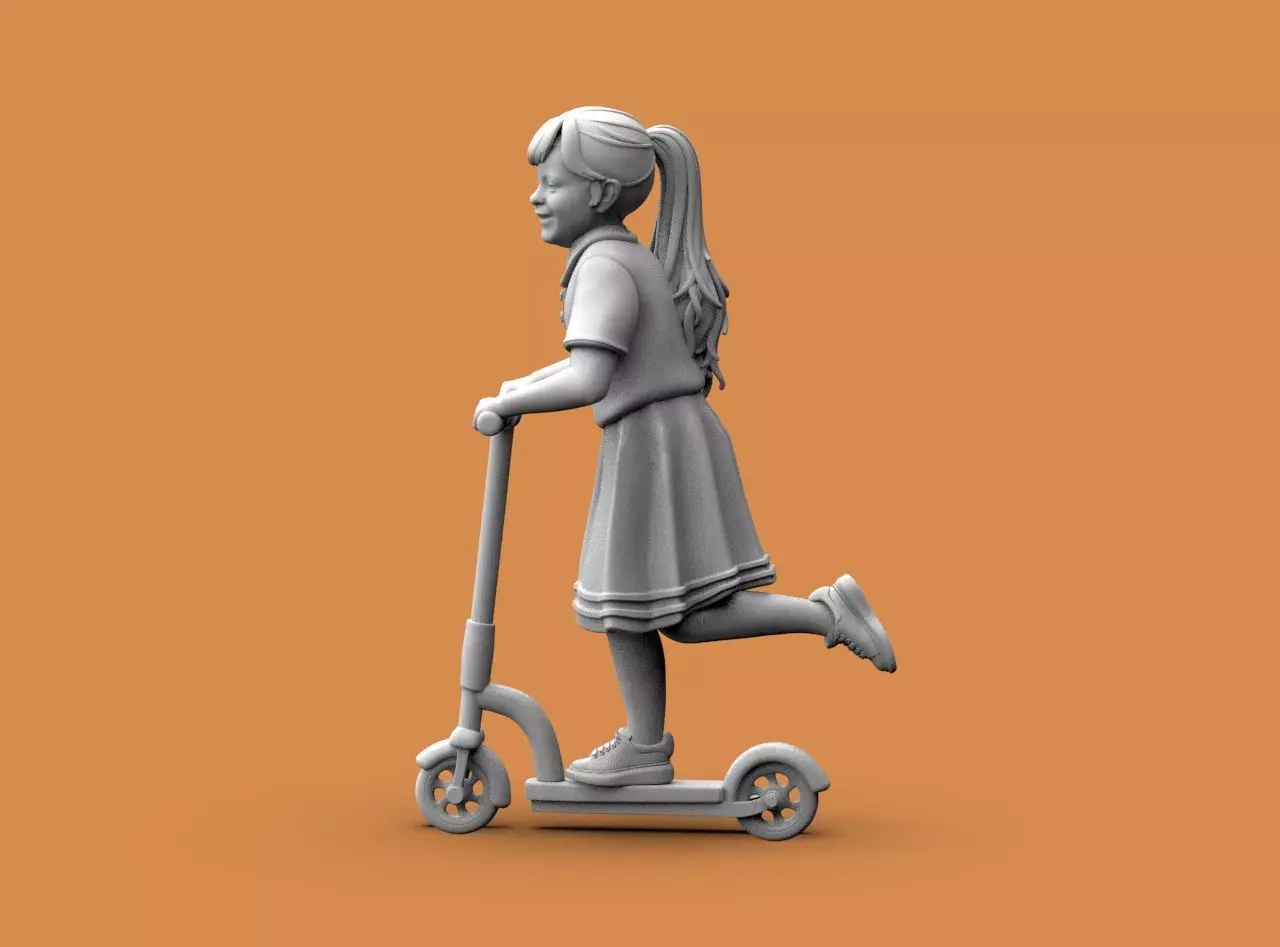 Girl on the scooter 3D print model_13