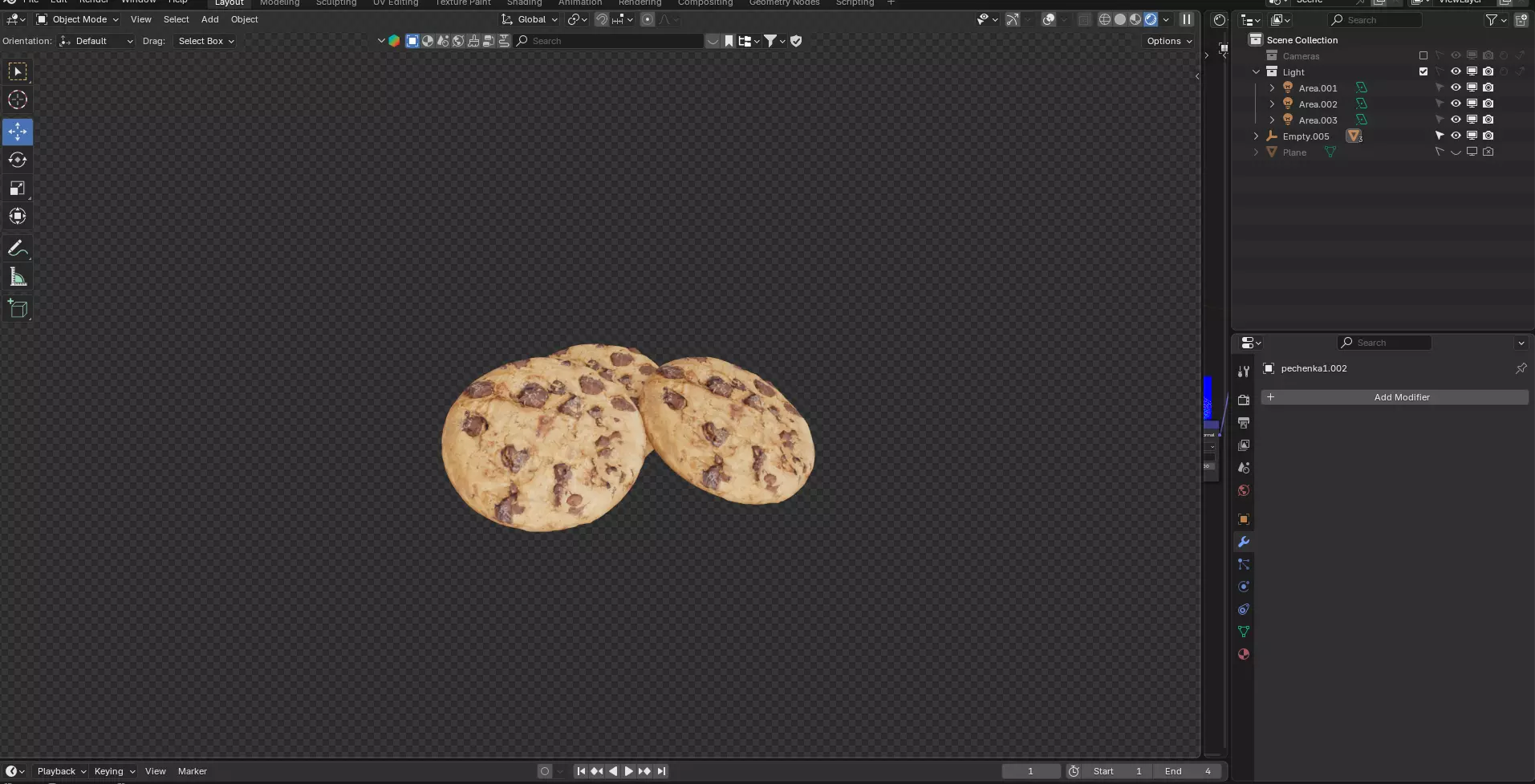 Chocolate Chip Cookies Low-poly 3D model_4