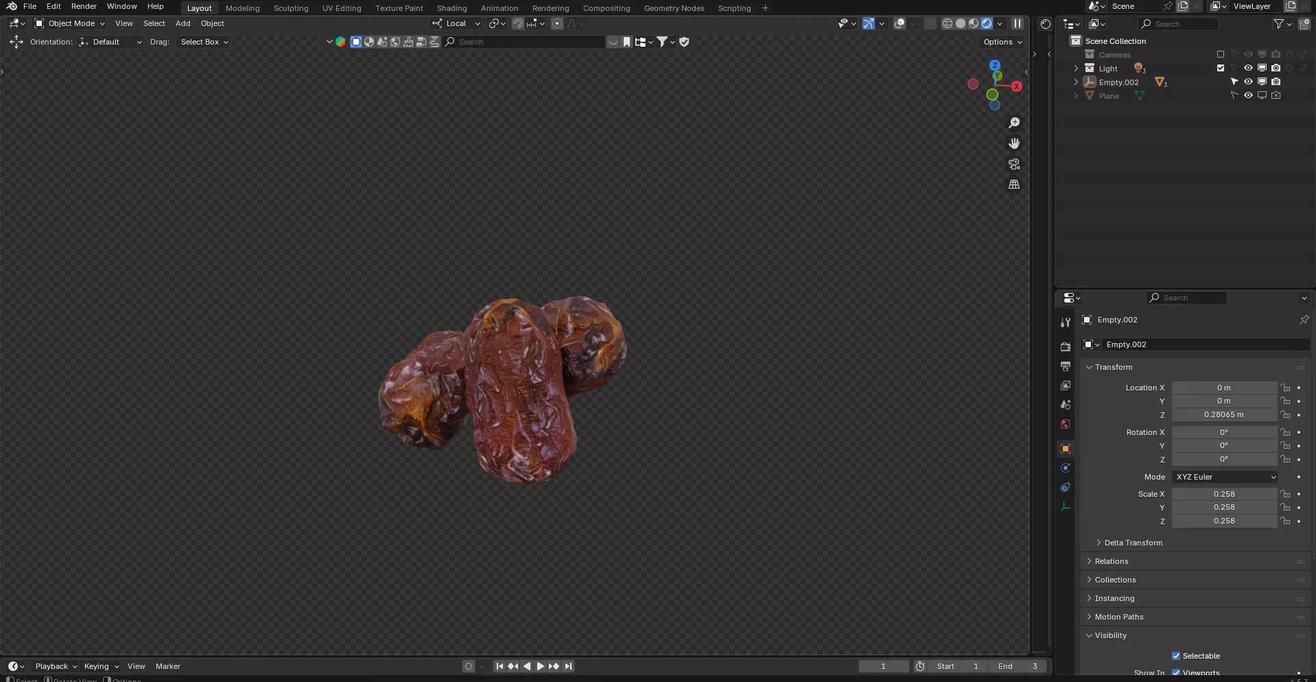 Dried Date 3D model_5