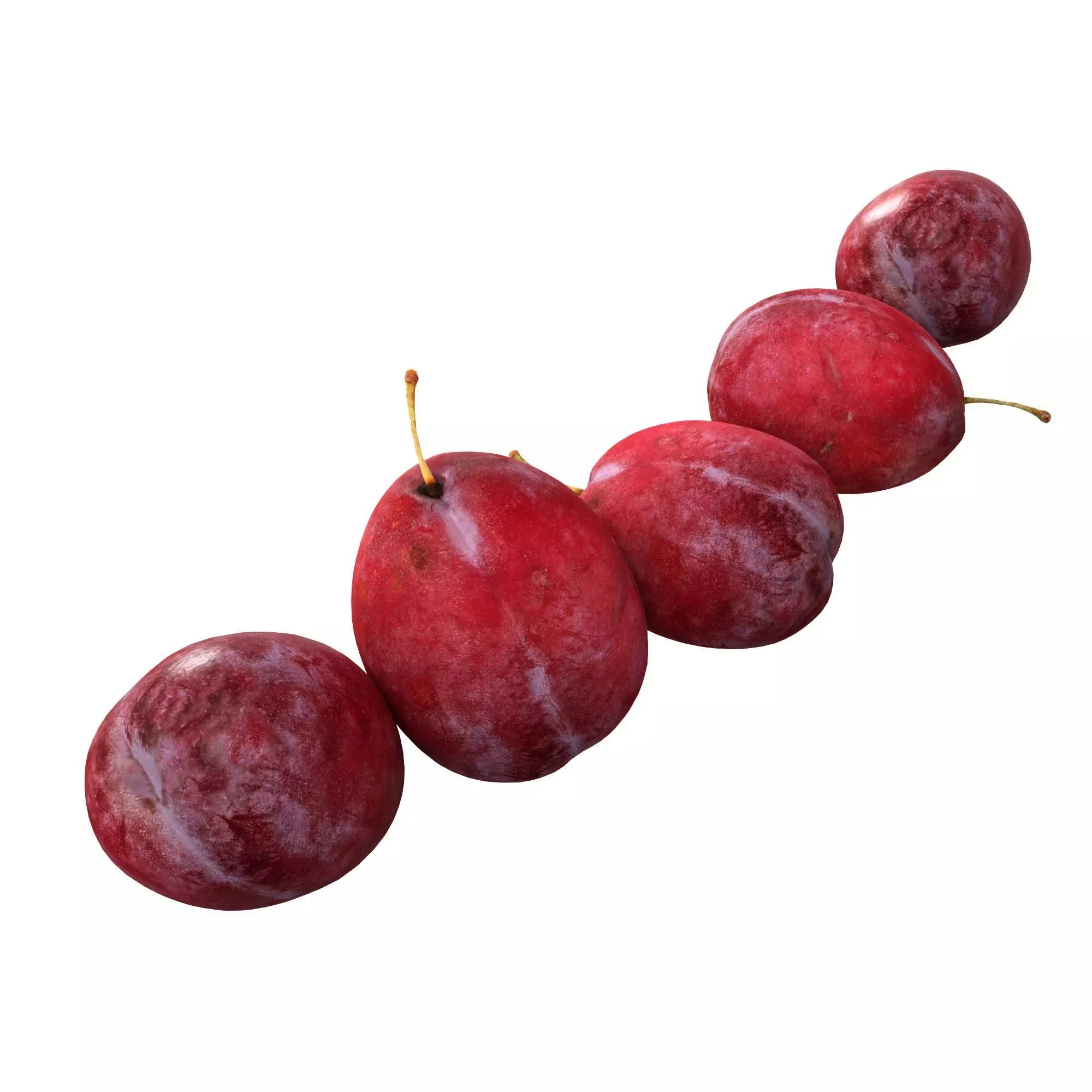 Plum fruit Low-poly 3D model_0