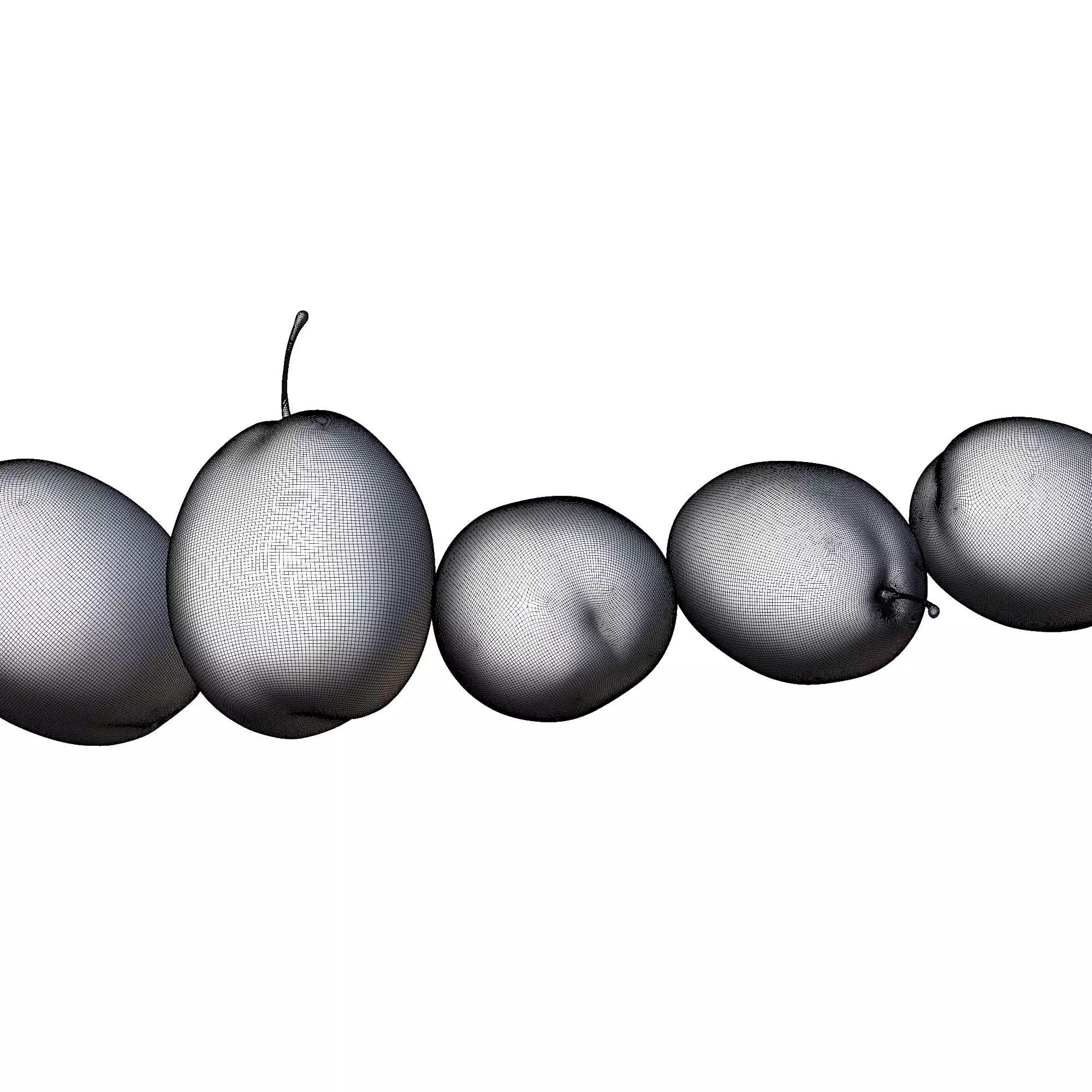 Plum fruit Low-poly 3D model_3