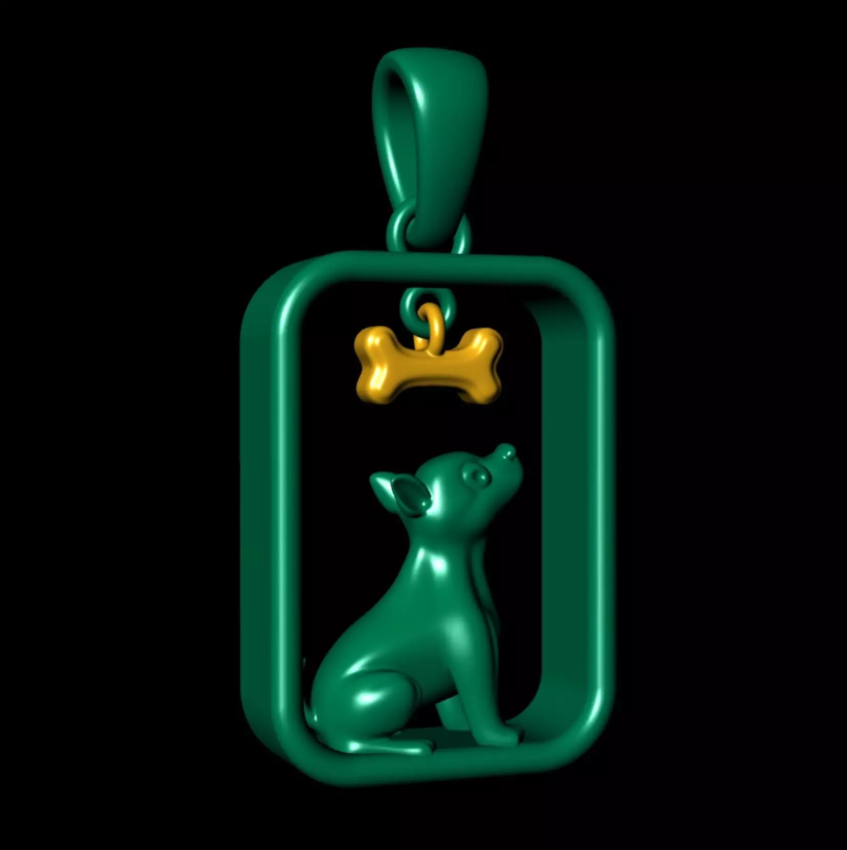 Puppy Dog and Bone Pendant 3D print model_5