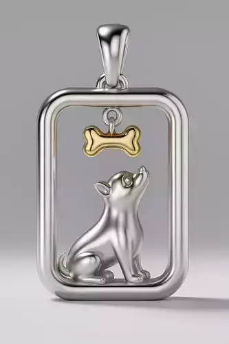 Puppy Dog and Bone Pendant