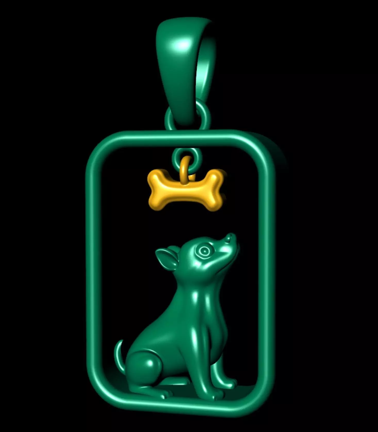 Puppy Dog and Bone Pendant 3D print model_2