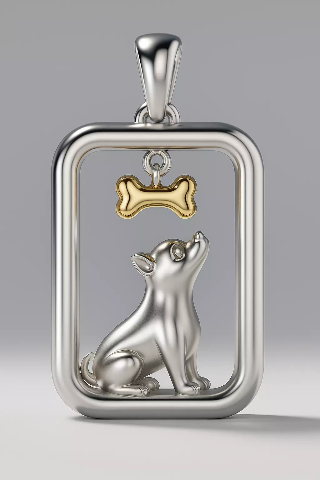 Puppy Dog and Bone Pendant 3D print model_6