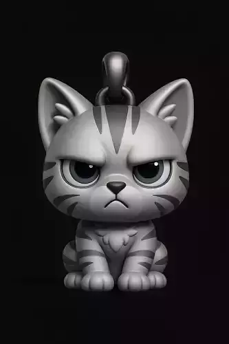 Grumpy Warrior Cat Pendant
