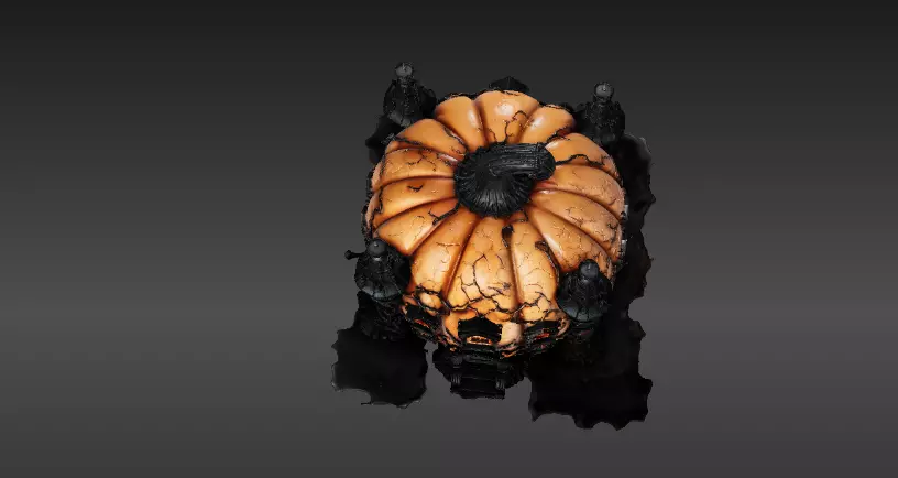 Haunted Pumpkin Castle Lantern 3D Model Spooky Halloween Decor 3D model_6