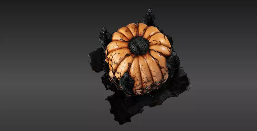 Haunted Pumpkin Castle Lantern 3D Model Spooky Halloween Decor 3D model_5