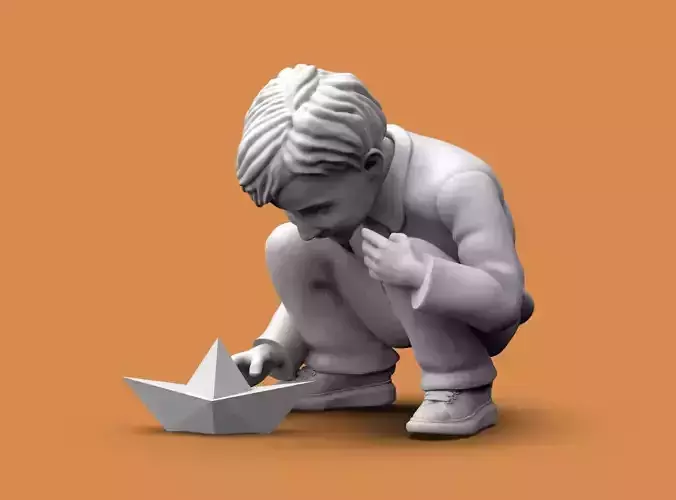 Boy and Paper boat