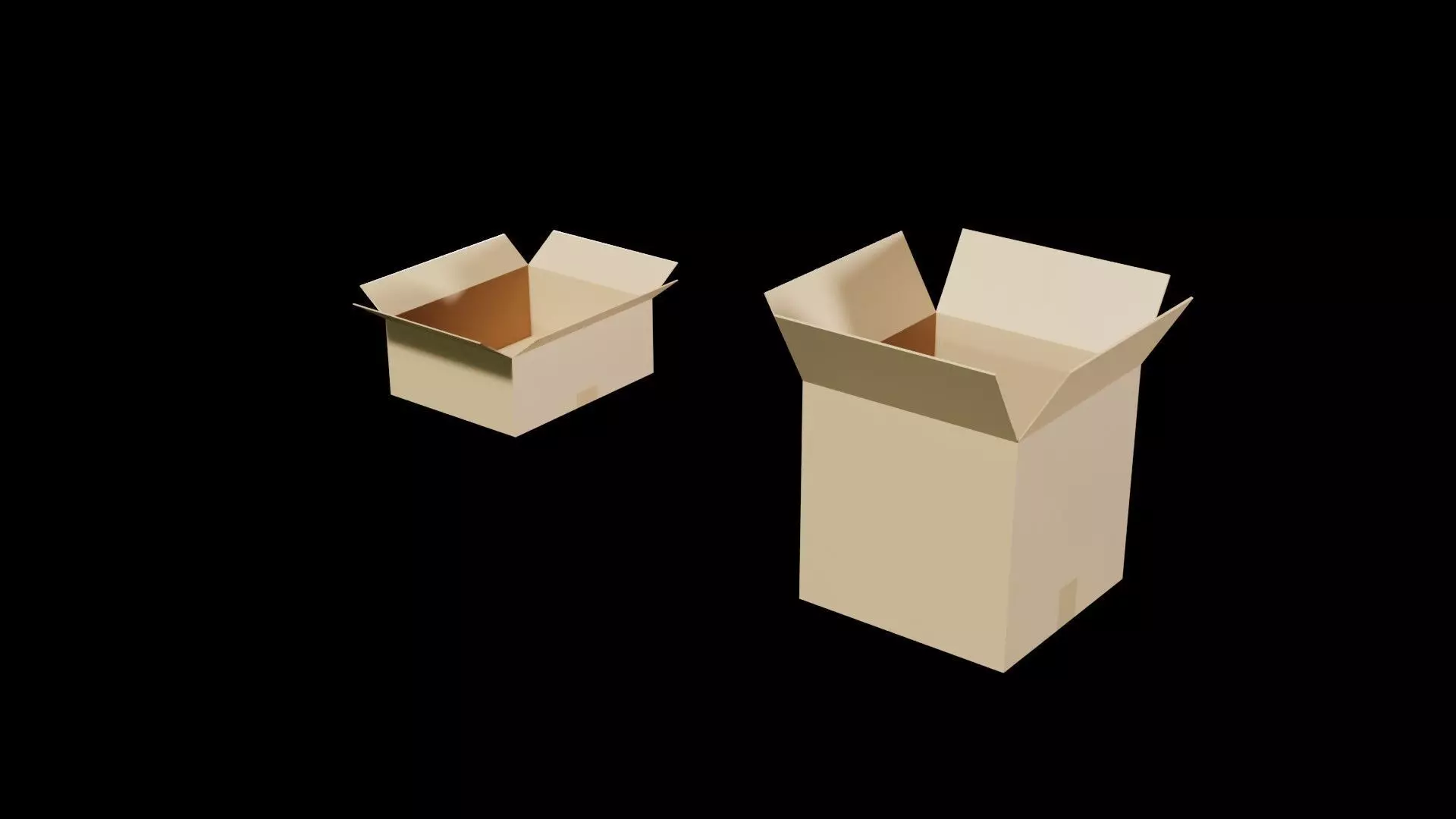 Open Cardboard Boxes Low-poly 3D model_2