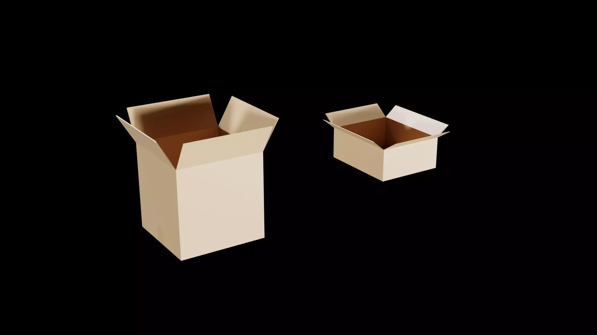 Open Cardboard Boxes Low-poly 3D model_0