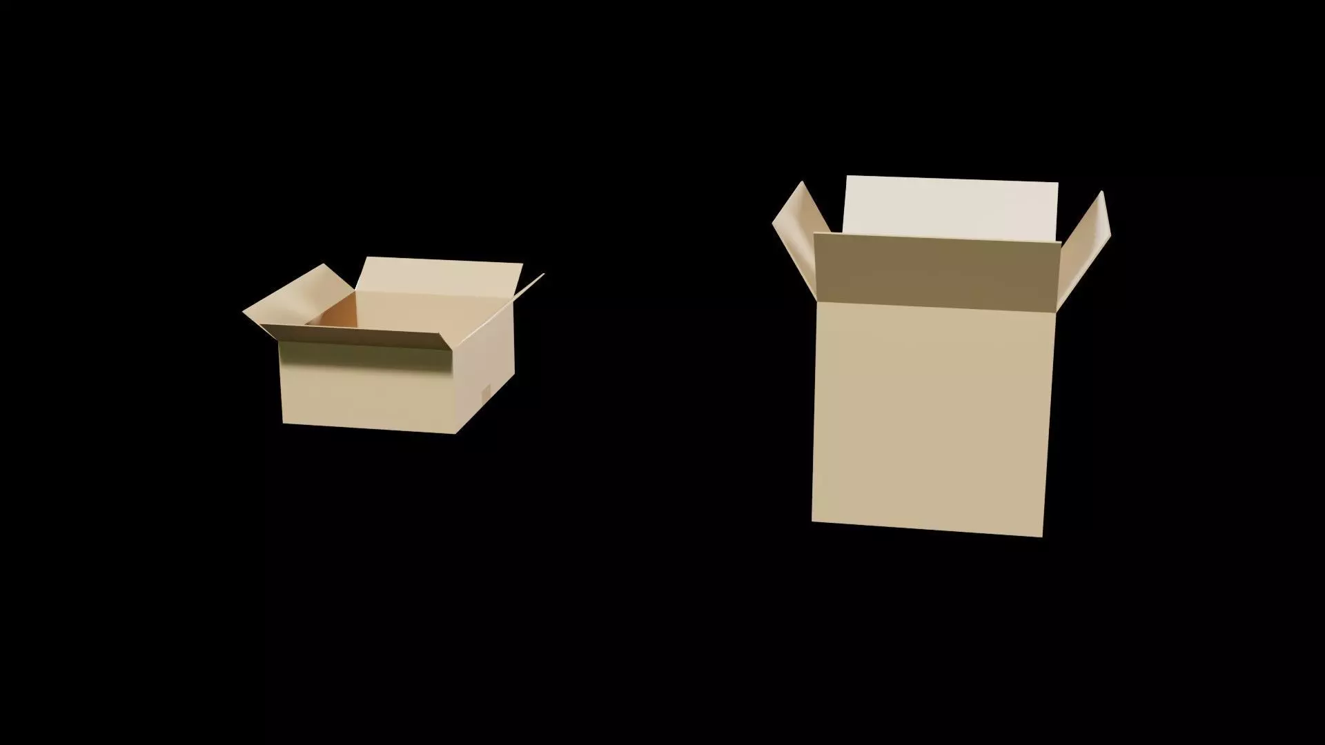 Open Cardboard Boxes Low-poly 3D model_3