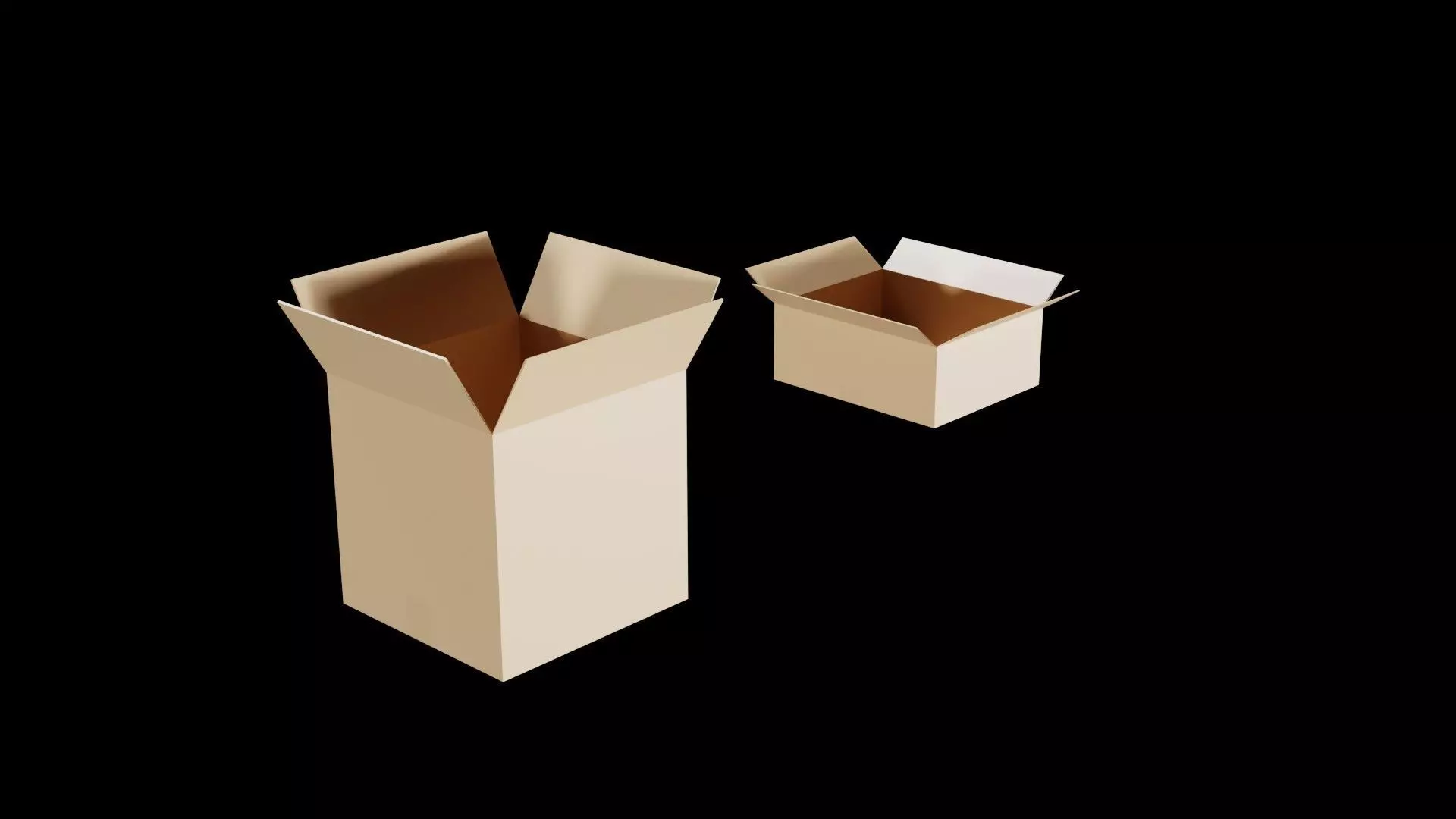 Open Cardboard Boxes Low-poly 3D model_1