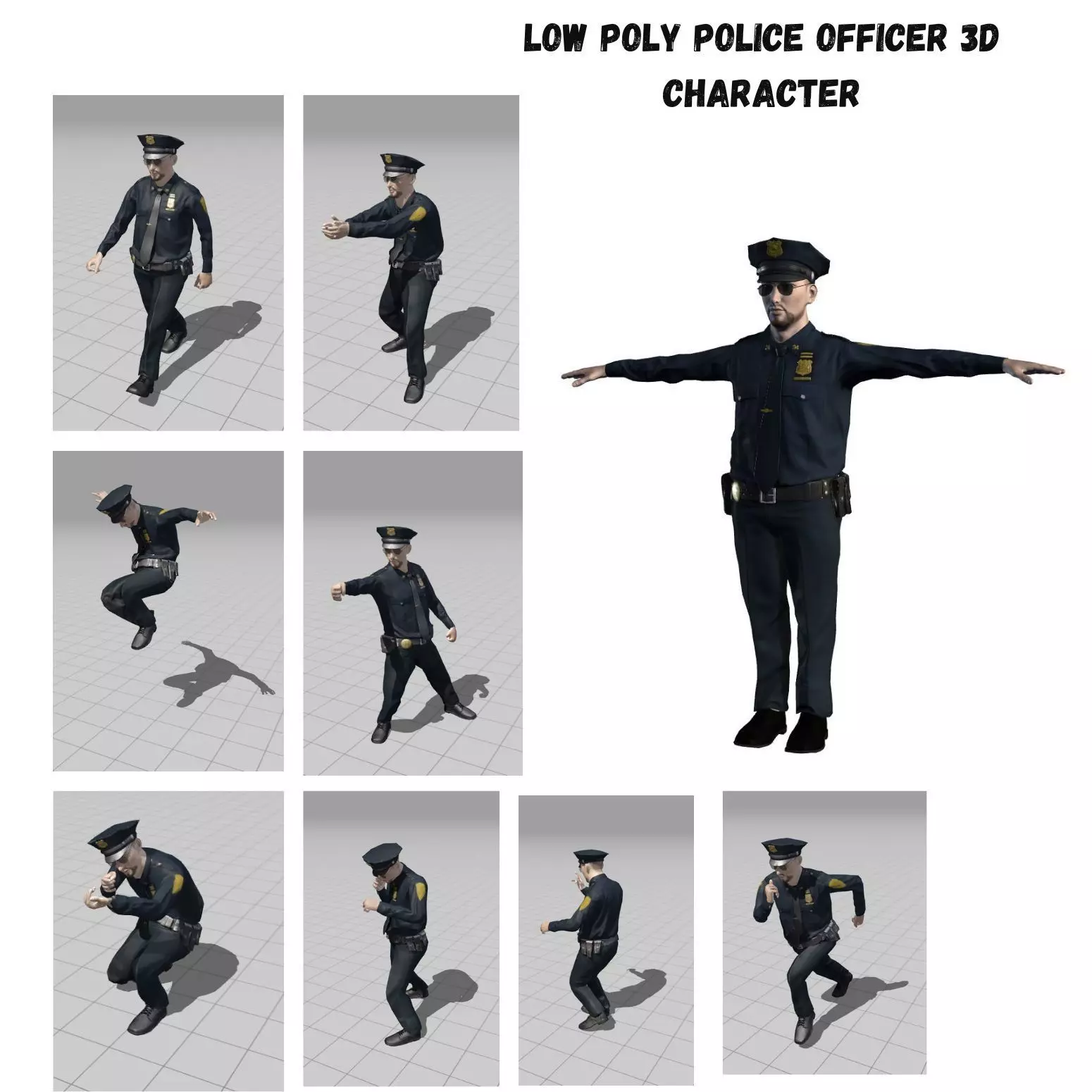 Low Poly Police Officer 3D Character Low-poly 3D model_0
