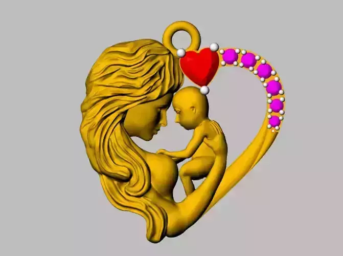 Mother And Child Heart 3D Print Design