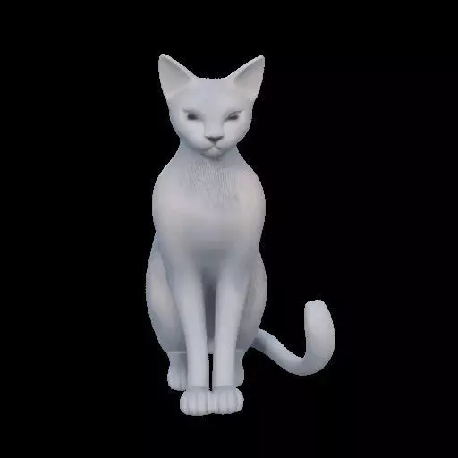 Minimalist Sitting Cat Statue 3D print model_12