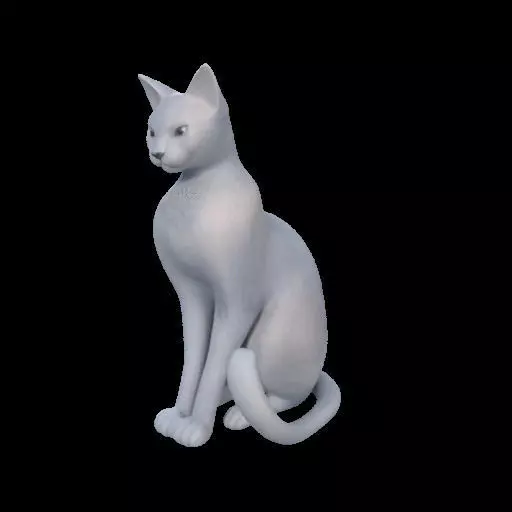 Minimalist Sitting Cat Statue 3D print model_11
