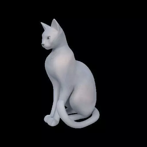 Minimalist Sitting Cat Statue 3D print model_20