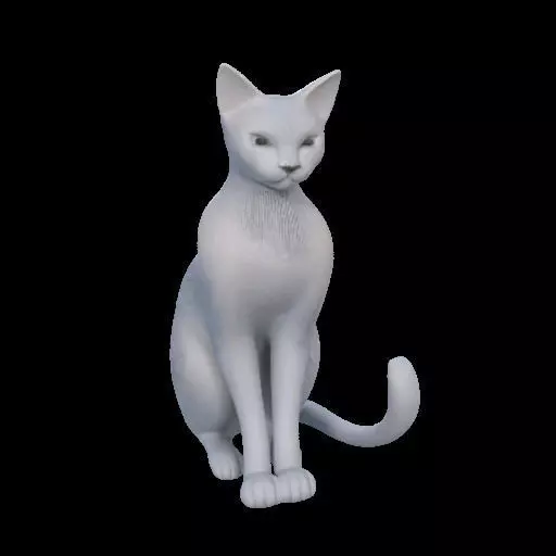 Minimalist Sitting Cat Statue 3D print model_14