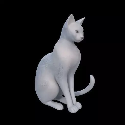 Minimalist Sitting Cat Statue 3D print model_16