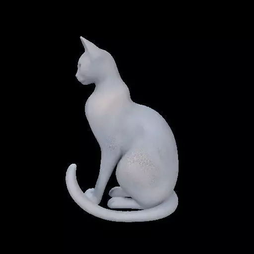 Minimalist Sitting Cat Statue 3D print model_3