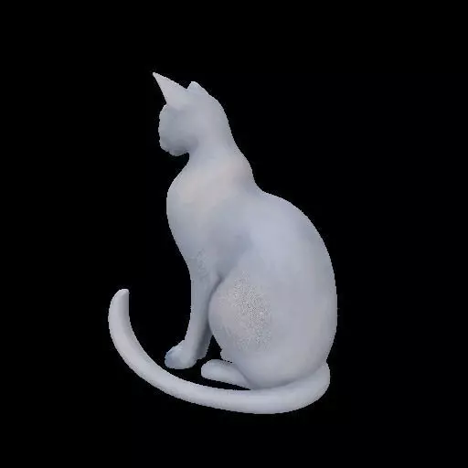 Minimalist Sitting Cat Statue 3D print model_2