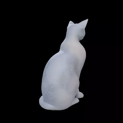Minimalist Sitting Cat Statue 3D print model_25
