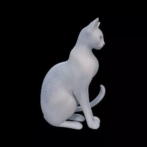 Minimalist Sitting Cat Statue 3D print model_4
