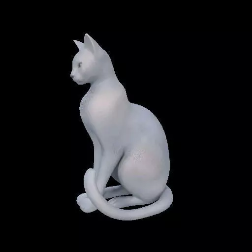 Minimalist Sitting Cat Statue 3D print model_26