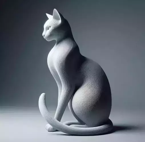 Minimalist Sitting Cat Statue
