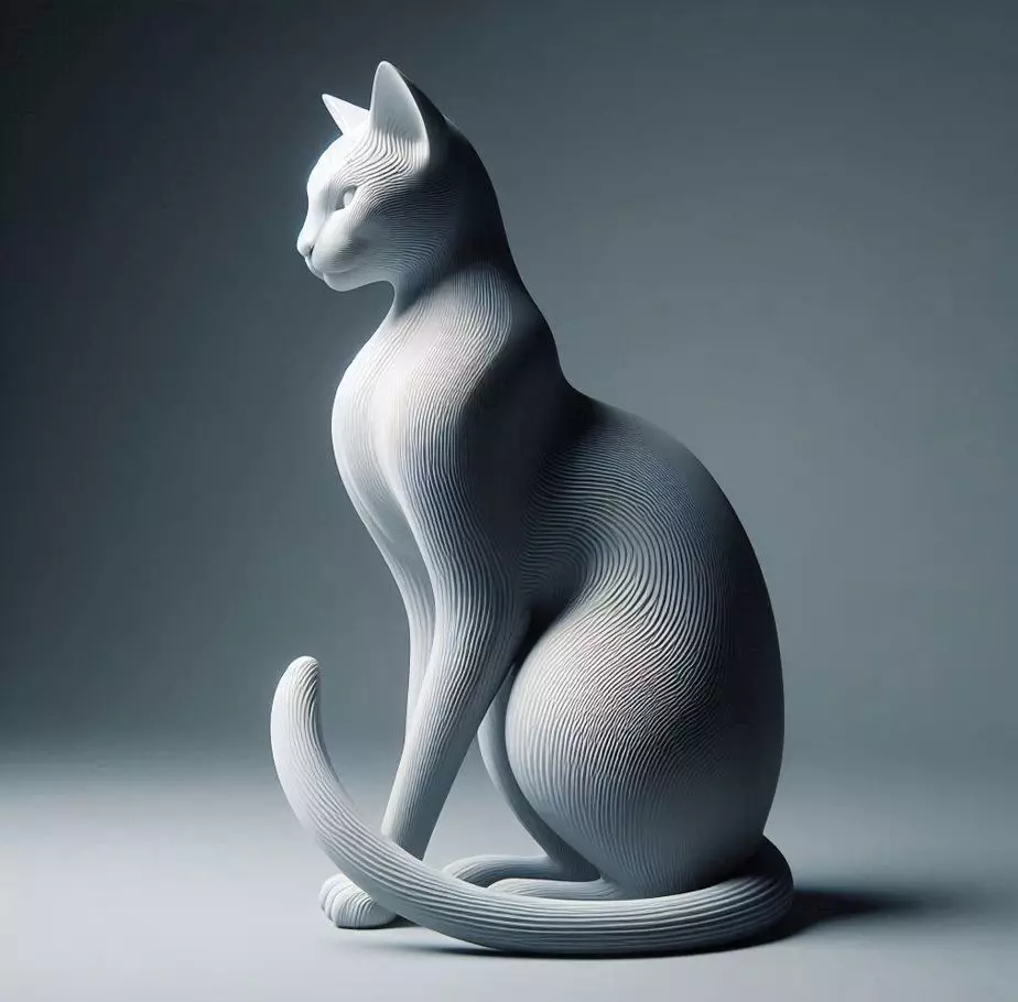 Minimalist Sitting Cat Statue 3D print model_0