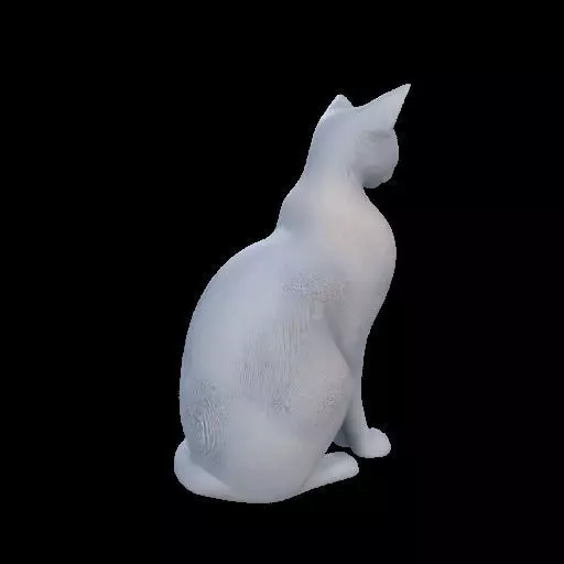 Minimalist Sitting Cat Statue 3D print model_29
