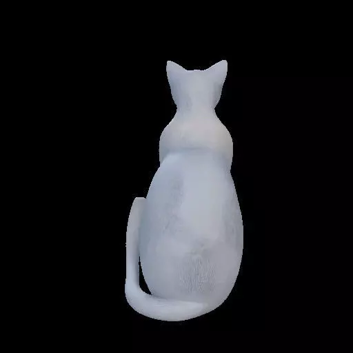 Minimalist Sitting Cat Statue 3D print model_9